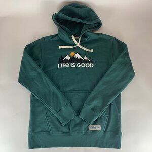 Life is Good Teal Pullover Hoodie Mens Medium